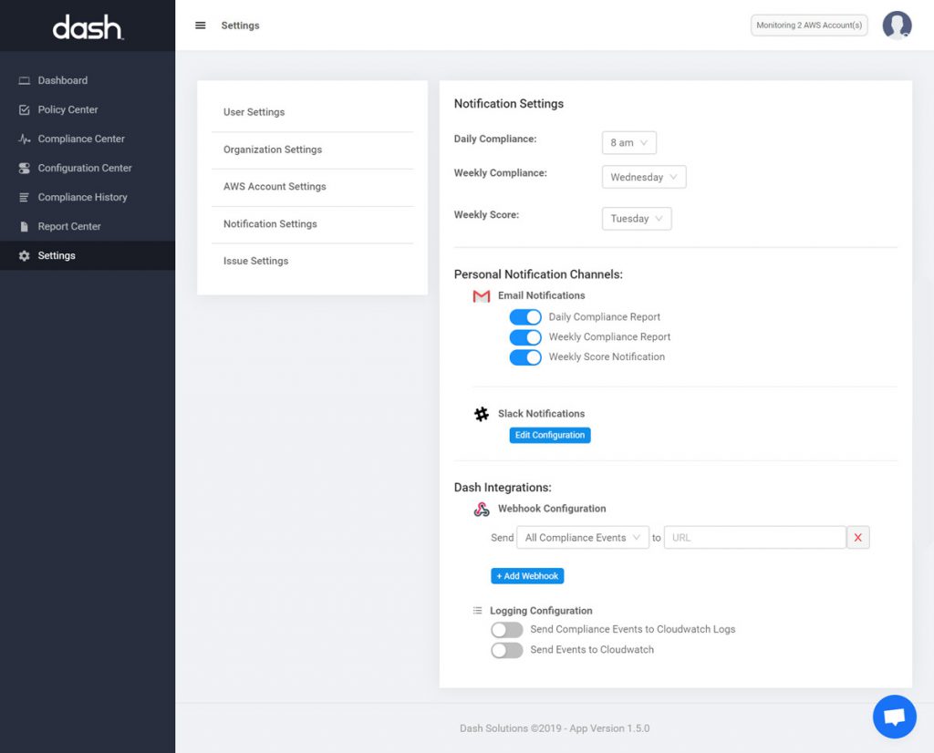 dash cloudwatch hipaa