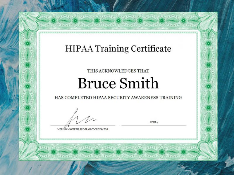 hipaa certificate