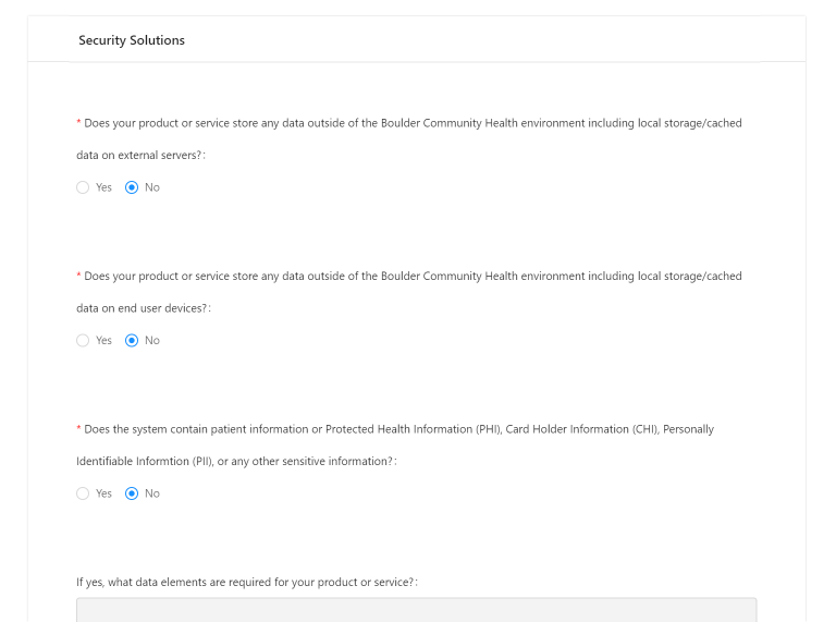Security Assessment Questionnaire Dash Solutions