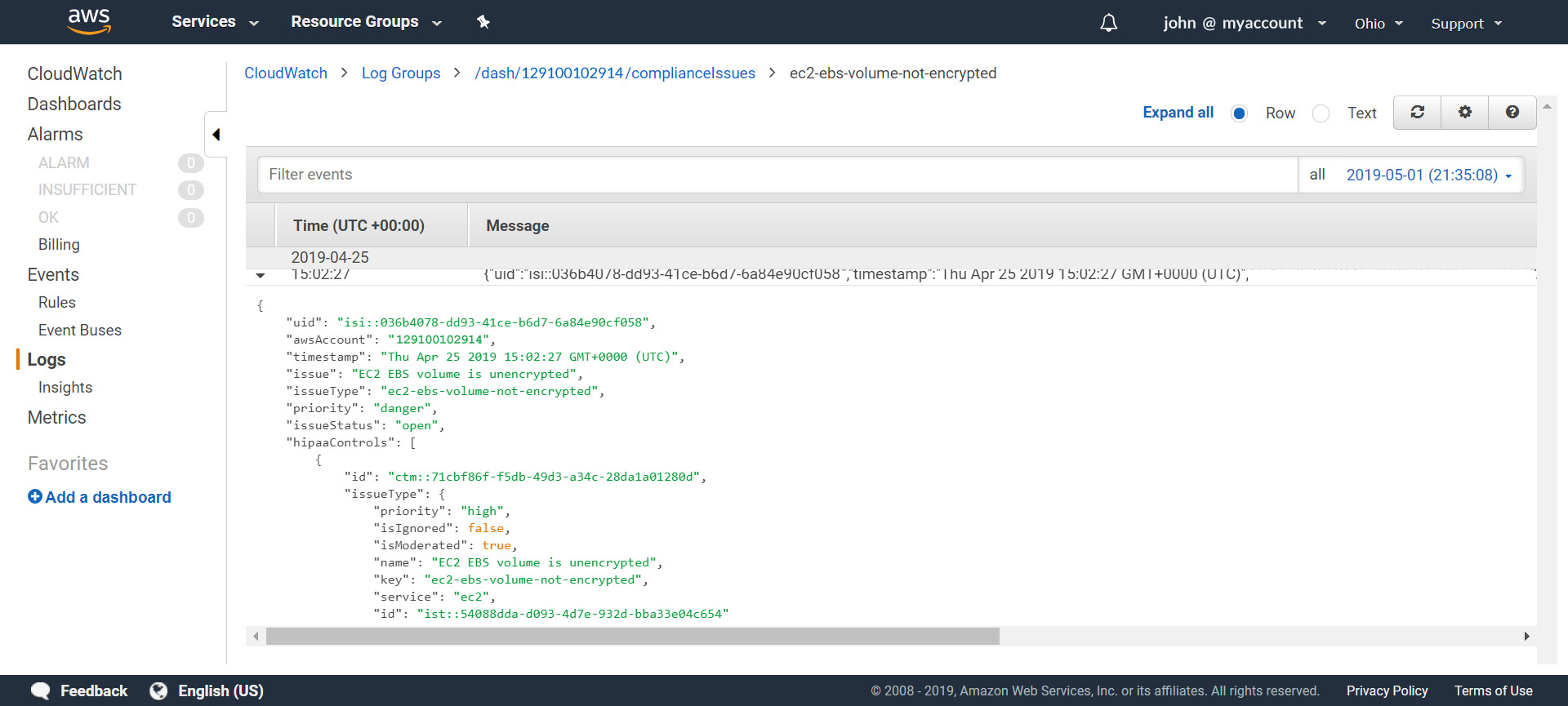 cloudwatch audit logs