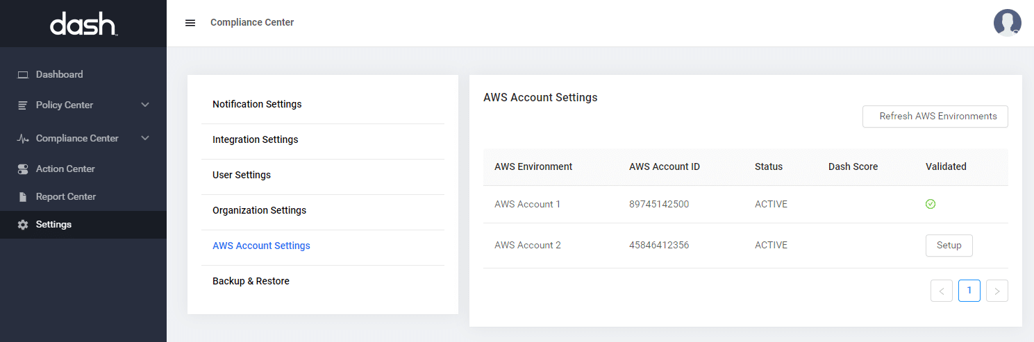 dash multiple aws accounts scanning